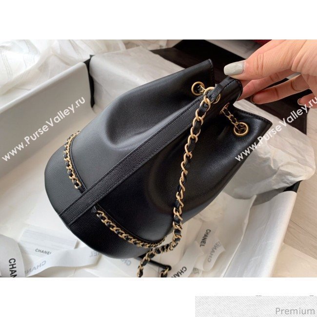 Chanel Lambskin Drawstring Bucket Bag AS0373 Black 2019 (BLWX-9031415)