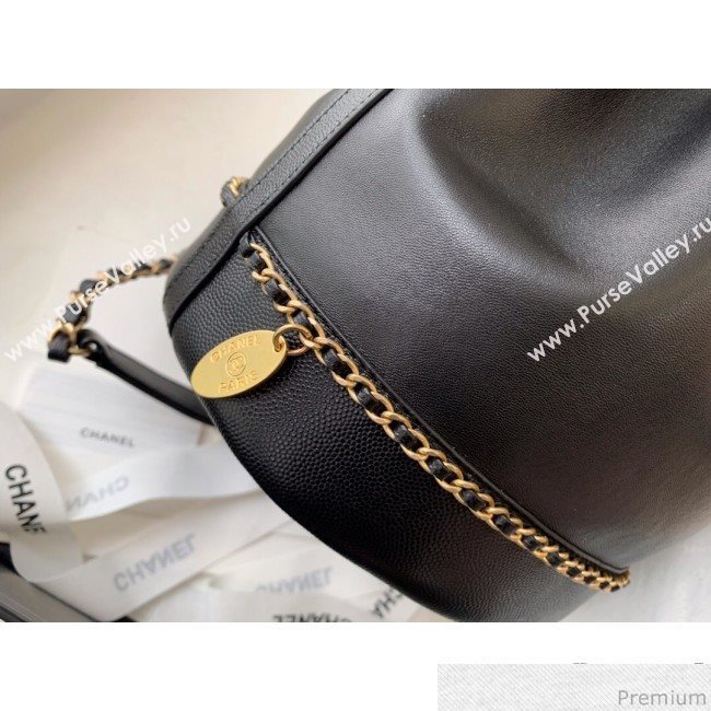 Chanel Lambskin Drawstring Bucket Bag AS0373 Black 2019 (BLWX-9031415)