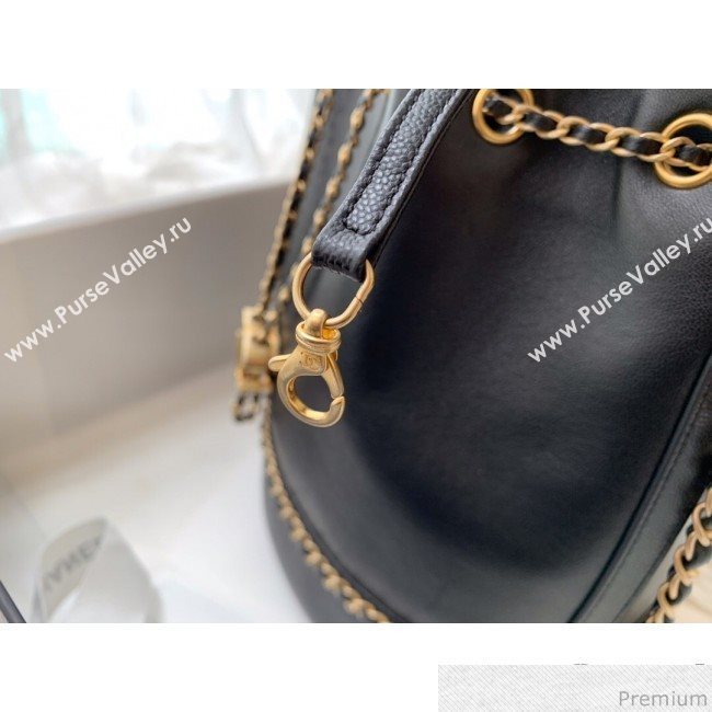 Chanel Lambskin Drawstring Bucket Bag AS0373 Black 2019 (BLWX-9031415)