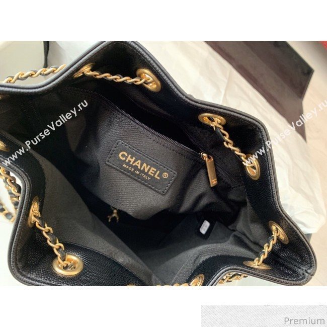 Chanel Lambskin Drawstring Bucket Bag AS0373 Black 2019 (BLWX-9031415)