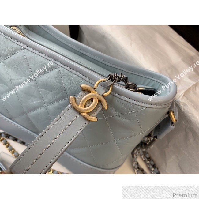 Chanel Gabrielle Small Hobo Bag in Aged Calfskin A91810 Light Blue 2019 (BLWX-9031416)