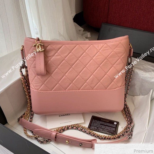 Chanel Gabrielle Hobo Bag in Aged Calfskin A93824 Light Pink 2019 (BLWX-9031419)