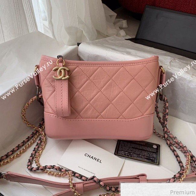 Chanel Gabrielle Small Hobo Bag in Aged Calfskin A91810 Light Pink 2019 (BLWX-9031418)