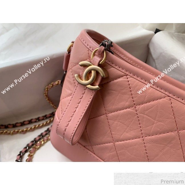 Chanel Gabrielle Small Hobo Bag in Aged Calfskin A91810 Light Pink 2019 (BLWX-9031418)