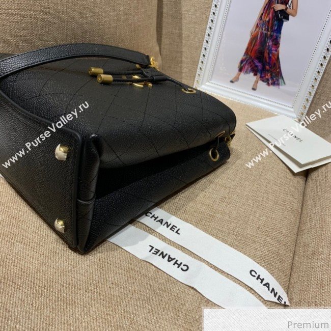 Chanel Drawstring Bucket Top Handle Bag in Grained Calfskin AS0310 Black 2019 (SSZ-9031426)