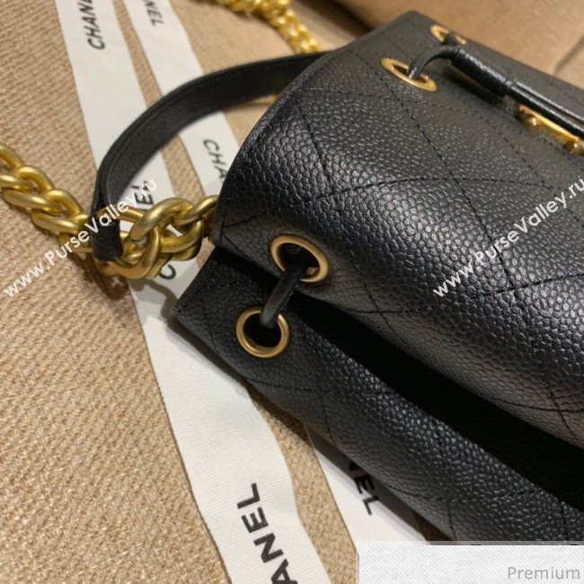 Chanel Drawstring Bucket Top Handle Bag in Grained Calfskin AS0310 Black 2019 (SSZ-9031426)