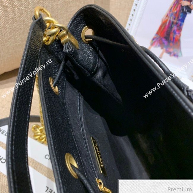 Chanel Drawstring Bucket Top Handle Bag in Grained Calfskin AS0310 Black 2019 (SSZ-9031426)