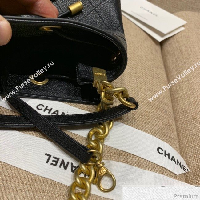 Chanel Drawstring Bucket Top Handle Bag in Grained Calfskin AS0310 Black 2019 (SSZ-9031426)