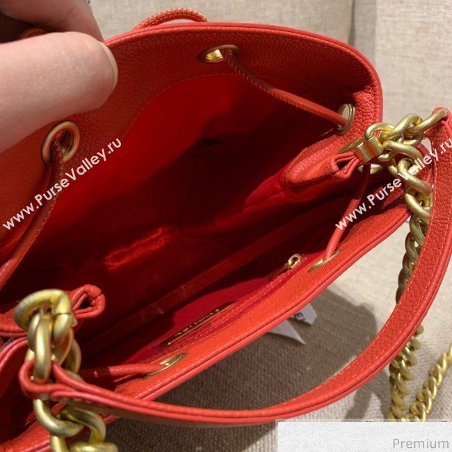 Chanel Drawstring Bucket Top Handle Bag in Grained Calfskin AS0310 Red 2019 (SSZ-9031427)