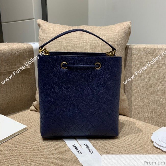 Chanel Drawstring Bucket Top Handle Bag in Grained Calfskin AS0310 Royal Blue 2019 (SSZ-9031429)