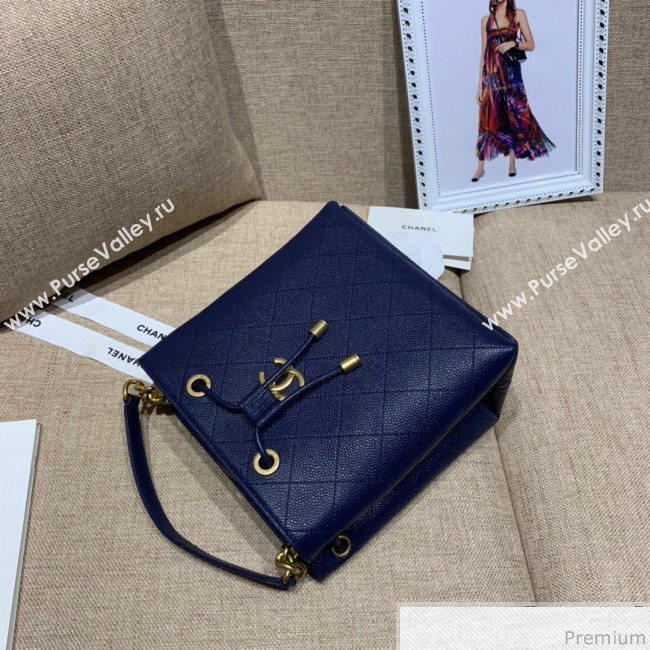 Chanel Drawstring Bucket Top Handle Bag in Grained Calfskin AS0310 Royal Blue 2019 (SSZ-9031429)