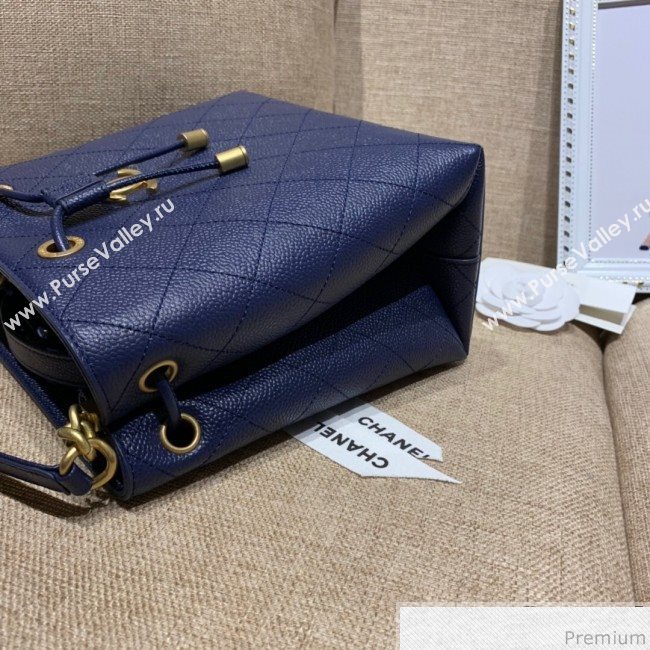 Chanel Drawstring Bucket Top Handle Bag in Grained Calfskin AS0310 Royal Blue 2019 (SSZ-9031429)