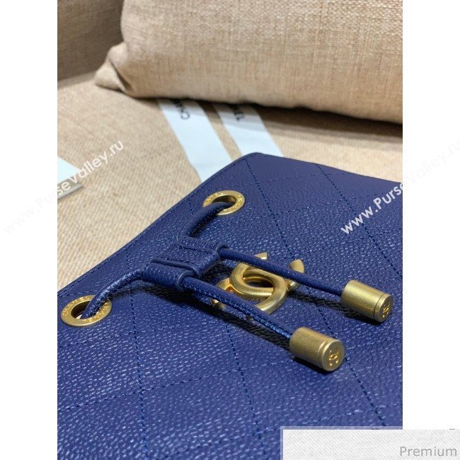 Chanel Drawstring Bucket Top Handle Bag in Grained Calfskin AS0310 Royal Blue 2019 (SSZ-9031429)