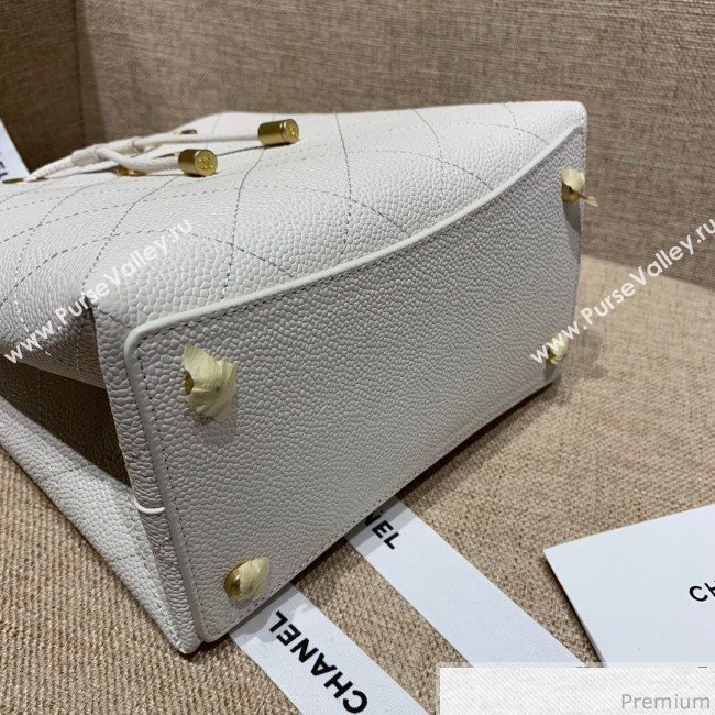 Chanel Drawstring Bucket Top Handle Bag in Grained Calfskin AS0310 White 2019 (SSZ-9031430)