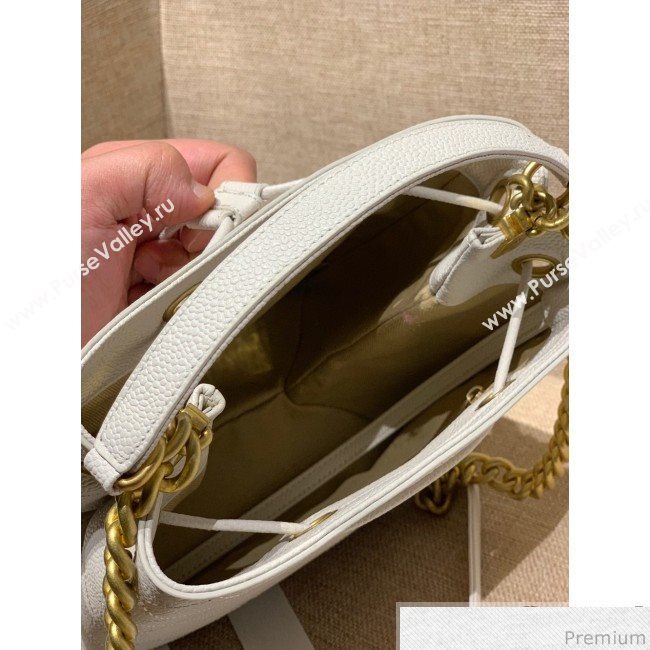 Chanel Drawstring Bucket Top Handle Bag in Grained Calfskin AS0310 White 2019 (SSZ-9031430)