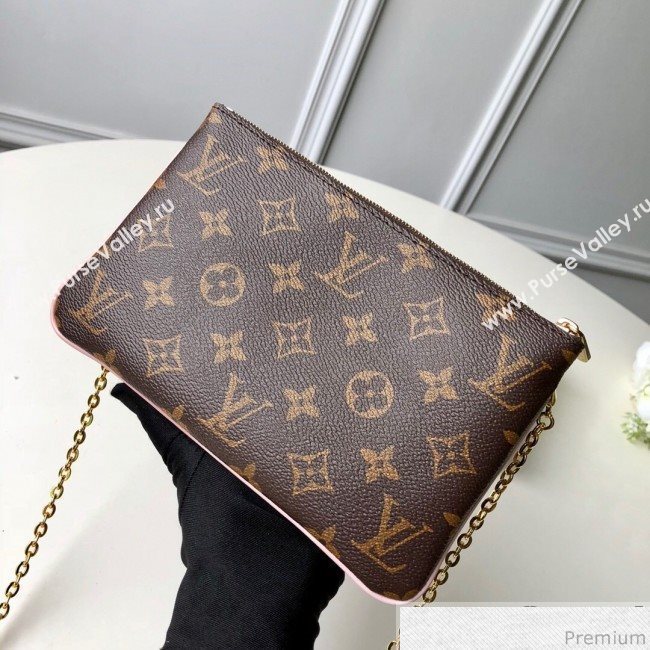 Louis Vuitton Blooming Flowers Pochette Double Zip Chain Wallet in Monogram Canvas M63905 Pink 2019 (KD-9031435)