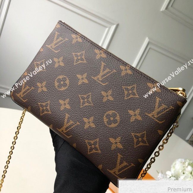 Louis Vuitton Blooming Flowers Pochette Double Zip Chain Wallet in Monogram Canvas M63905 Black 2019 (KD-9031436)