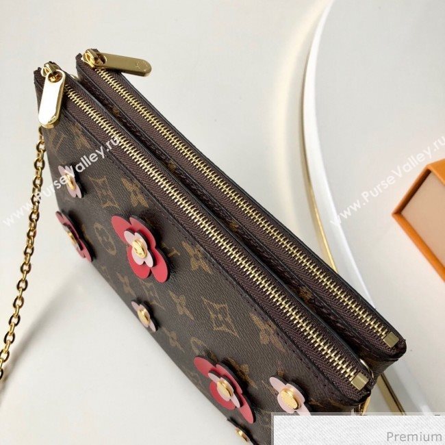 Louis Vuitton Blooming Flowers Pochette Double Zip Chain Wallet in Monogram Canvas M63905 Red 2019 (KD-9031438)