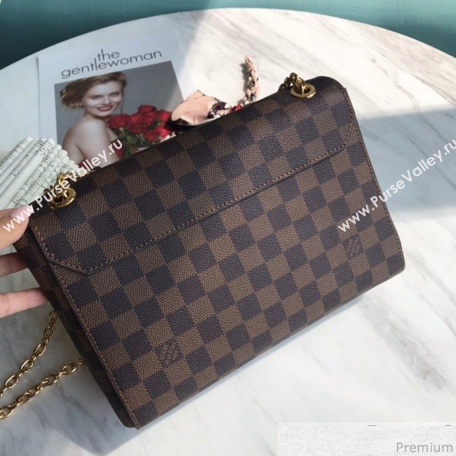 Louis Vuitton Vavin PM Chain Shoulder Bag N40113 Damier Ebene Canvas/Creme White 2019 (LVSJ-9031440)