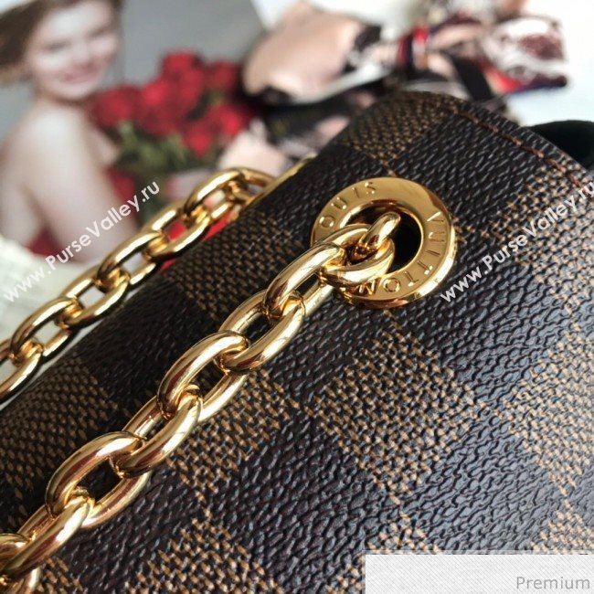 Louis Vuitton Vavin PM Chain Shoulder Bag N40113 Damier Ebene Canvas/Creme White 2019 (LVSJ-9031440)