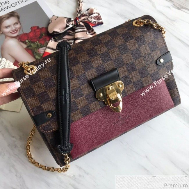 Louis Vuitton Vavin PM Chain Shoulder Bag N40109 Damier Ebene Canvas/Burgundy 2019 (LVSJ-9031439)