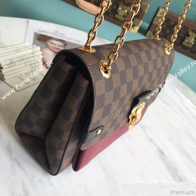 Louis Vuitton Vavin PM Chain Shoulder Bag N40109 Damier Ebene Canvas/Burgundy 2019 (LVSJ-9031439)