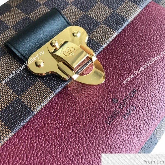 Louis Vuitton Vavin PM Chain Shoulder Bag N40109 Damier Ebene Canvas/Burgundy 2019 (LVSJ-9031439)