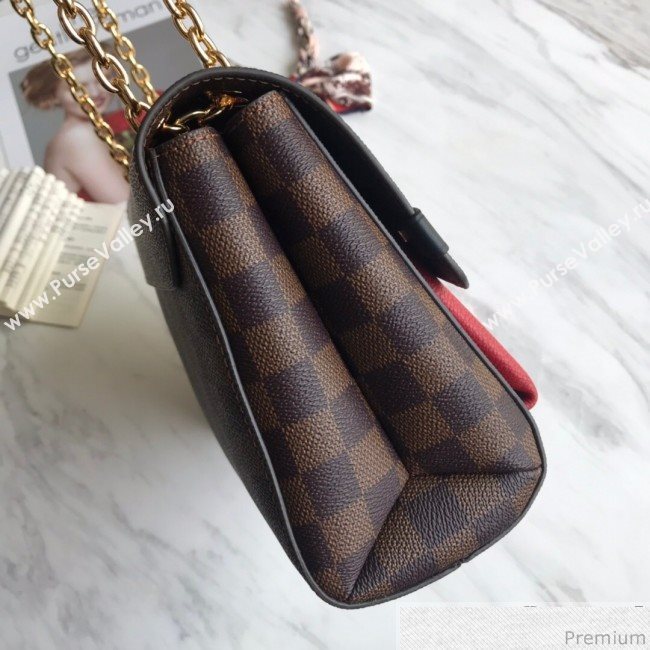 Louis Vuitton Vavin PM Chain Shoulder Bag N40109 Damier Ebene Canvas/Red 2019 (LVSJ-9031441)