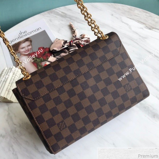 Louis Vuitton Vavin PM Chain Shoulder Bag N40109 Damier Ebene Canvas/Red 2019 (LVSJ-9031441)