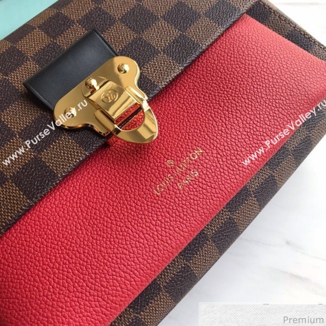 Louis Vuitton Vavin PM Chain Shoulder Bag N40109 Damier Ebene Canvas/Red 2019 (LVSJ-9031441)