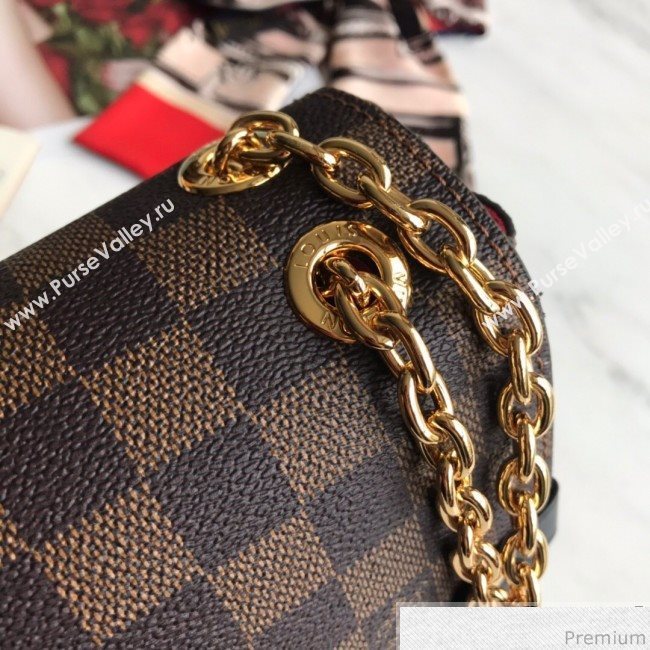 Louis Vuitton Vavin PM Chain Shoulder Bag N40109 Damier Ebene Canvas/Red 2019 (LVSJ-9031441)
