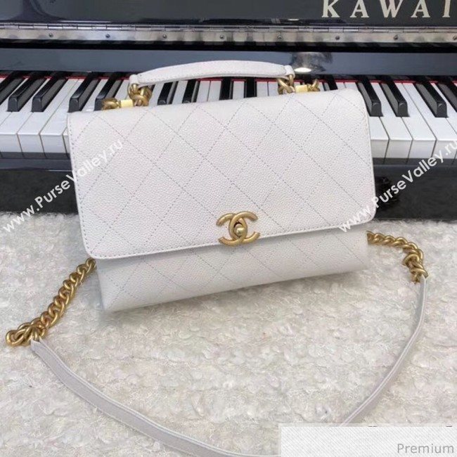Chanel Grained Calfskin Flap Top Handle Bag AS0305 White 2019 (XXY-9031449)