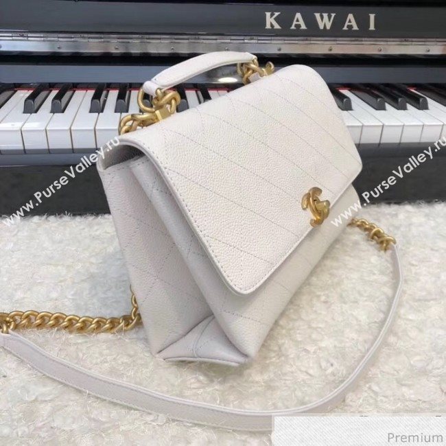 Chanel Grained Calfskin Flap Top Handle Bag AS0305 White 2019 (XXY-9031449)