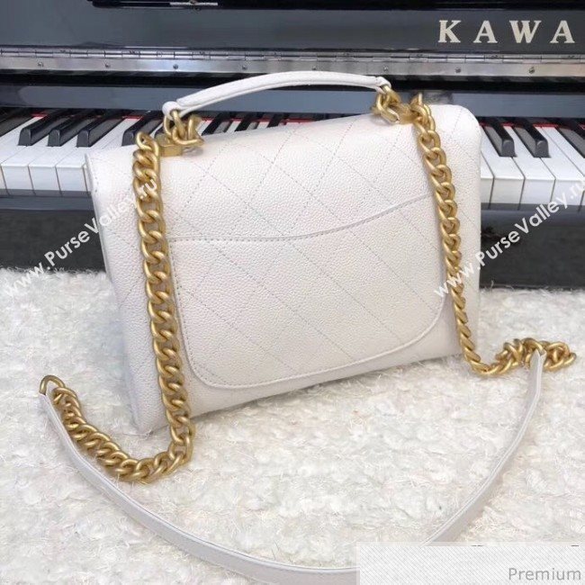 Chanel Grained Calfskin Flap Top Handle Bag AS0305 White 2019 (XXY-9031449)