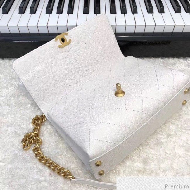Chanel Grained Calfskin Flap Top Handle Bag AS0305 White 2019 (XXY-9031449)