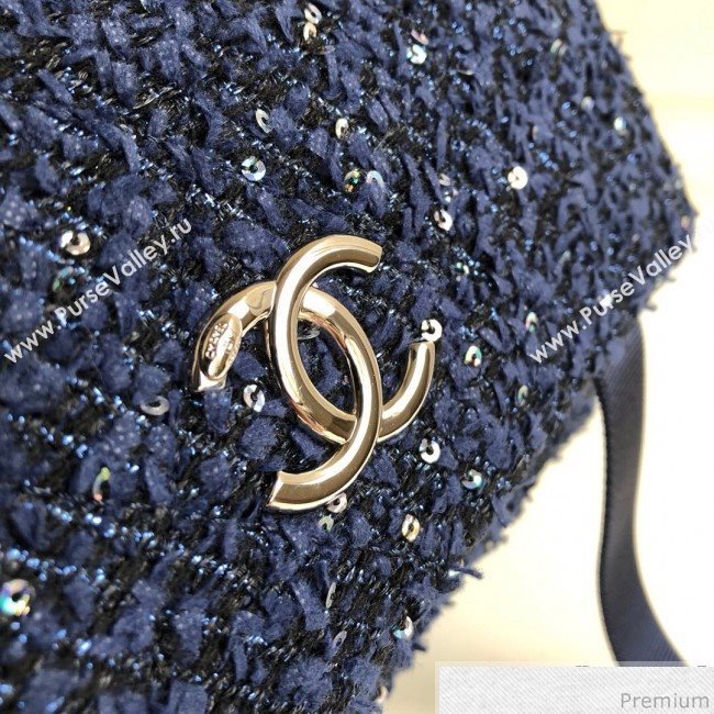 Chanel Sequins Tweed and Quilting Nylon Backpack Blue 2019 (YD-9031505)