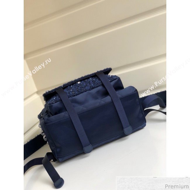 Chanel Sequins Tweed and Quilting Nylon Backpack Blue 2019 (YD-9031505)