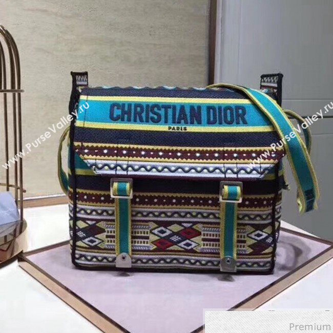 Dior Diorcamp Messenger Bag in Multicolored Embroidered Canvas Blue 2019 (JPH-9031839)