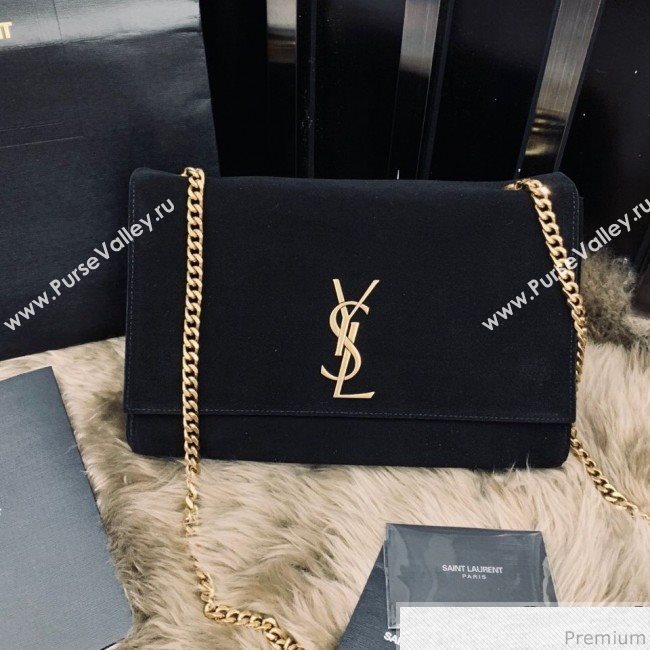 Saint Laurent Medium Reversible Kate in Suede and Smooth Leather 553804 Black 2019 (JUND-9031901)