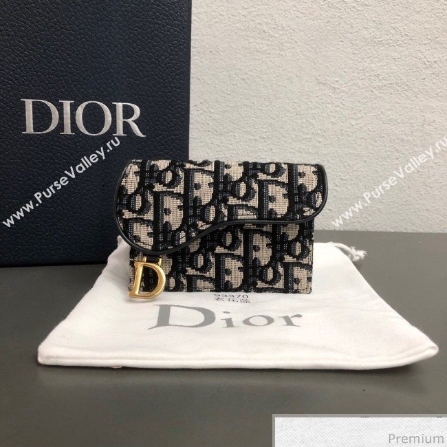 Dior Saddle Coin Purse in Blue Oblique Jacquard Canvas (WEIP-9031903)