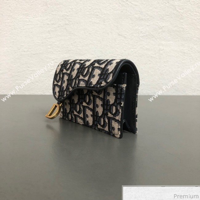 Dior Saddle Coin Purse in Blue Oblique Jacquard Canvas (WEIP-9031903)