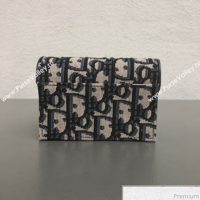 Dior Saddle Coin Purse in Blue Oblique Jacquard Canvas (WEIP-9031903)