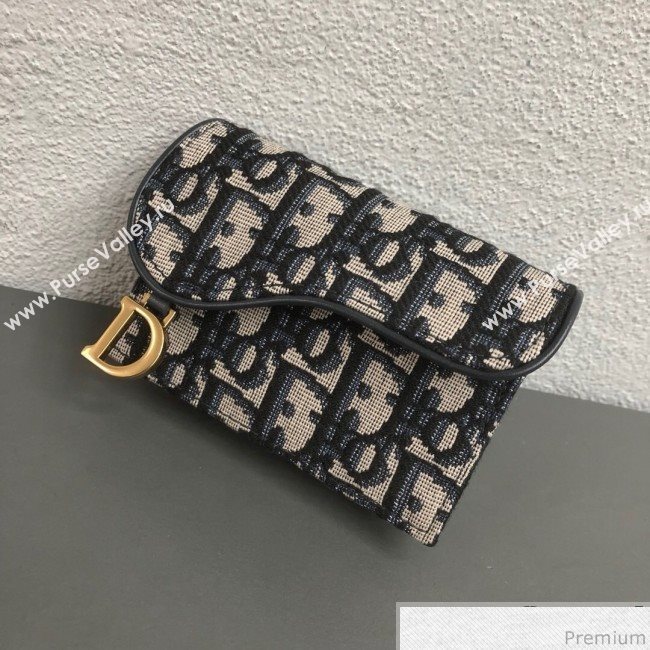 Dior Saddle Coin Purse in Blue Oblique Jacquard Canvas (WEIP-9031903)