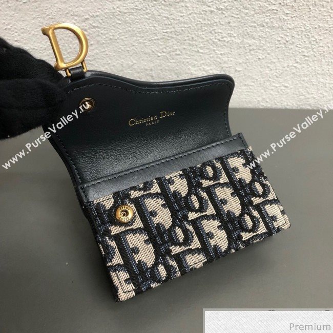 Dior Saddle Coin Purse in Blue Oblique Jacquard Canvas (WEIP-9031903)