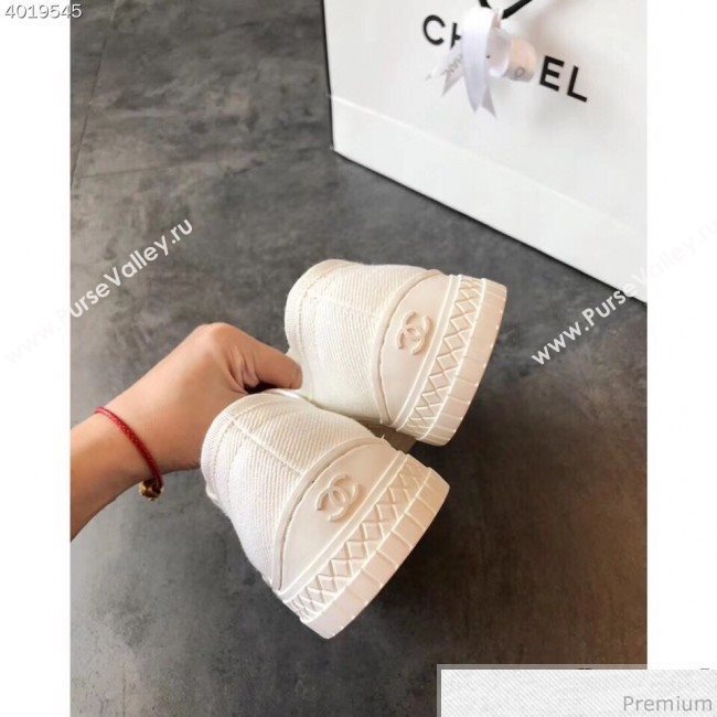 Chanel CC Canvas Lace-up Sneaker White/Black 2019 (EM-9031904)