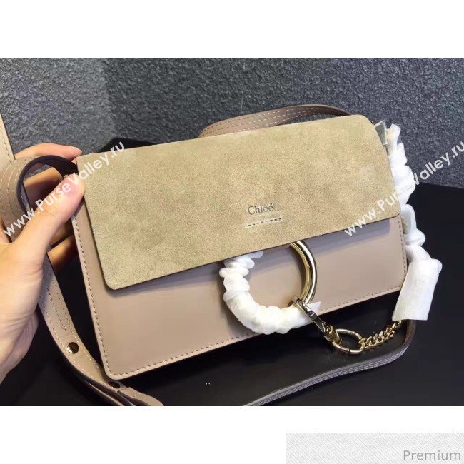 Chloe Small Suede/Smooth Calfskin Faye Bag Motty Grey 2016 (2A118-7010601)