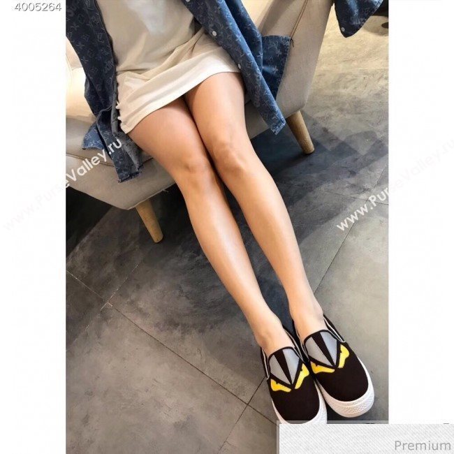 Fendi Flat Bag Bugs Eyes Cashmere Loafers Coffee 2019 (EM-9031917)