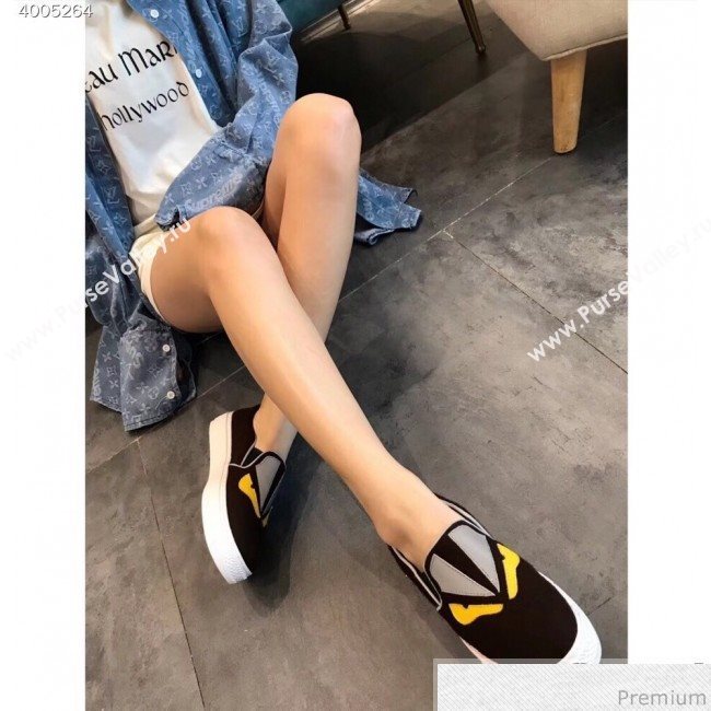 Fendi Flat Bag Bugs Eyes Cashmere Loafers Coffee 2019 (EM-9031917)