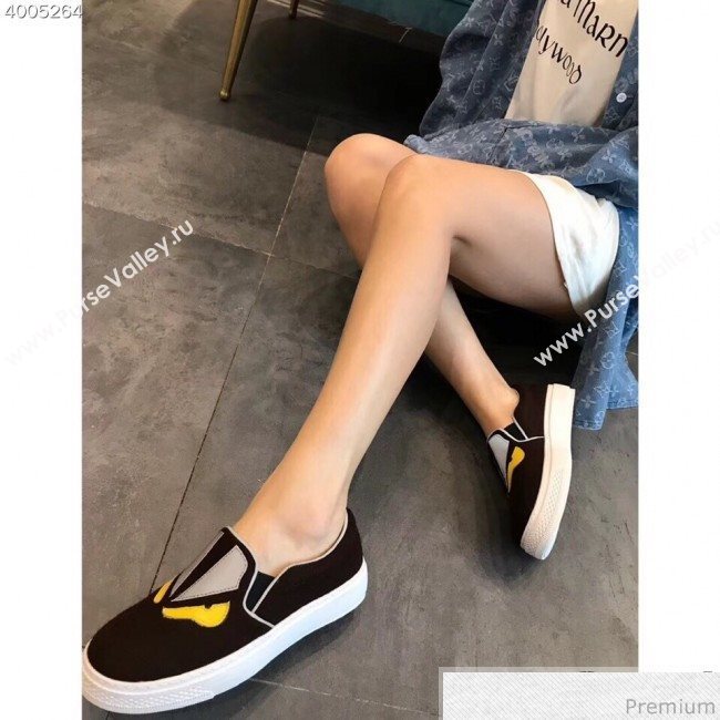 Fendi Flat Bag Bugs Eyes Cashmere Loafers Coffee 2019 (EM-9031917)