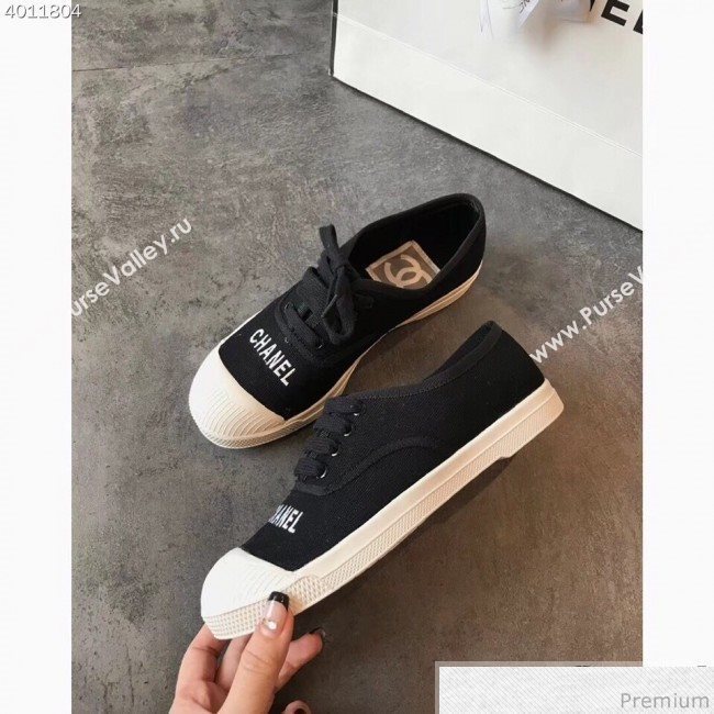 Chanel Soft Fabric Lace-up Sneaker Black/White Toe 2019 (EM-9031920)
